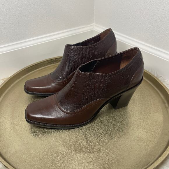 ANTONIO MELANI Brown Leather Booties Size 9 - Picture 2 of 12